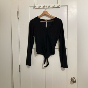 Free People Classic Black V neck bodysuit Medium